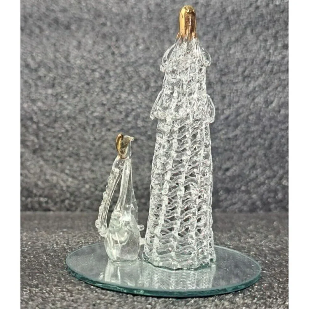 Vintage Spun Glass Lighthouse and Sailboat on Mirror Base